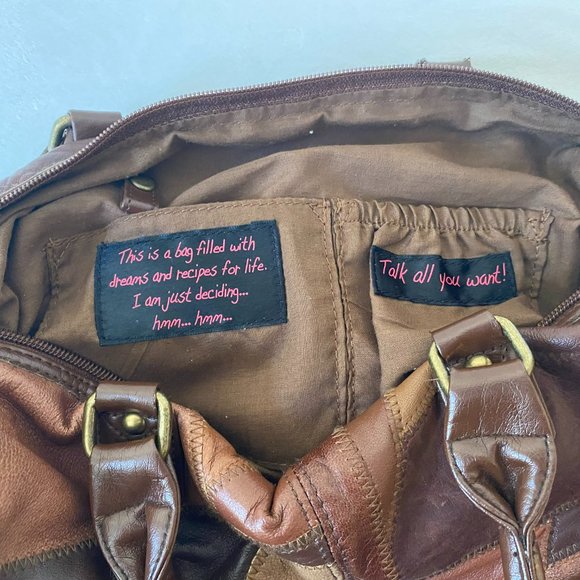 Necessary Objects Patchwork Handbag Vegan Leather Satchel Purse - Picture 9 of 12